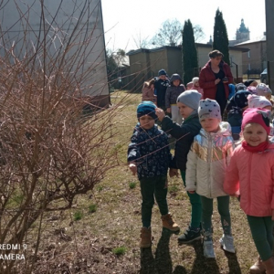 Przedszkolaki na wiosennym spacerze
