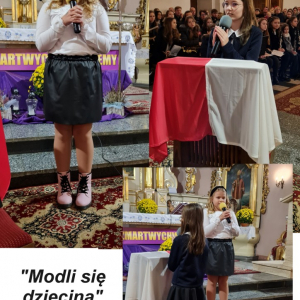Lena i Oliwia podczas recytacji "Modlitwy polskiego dziecka"