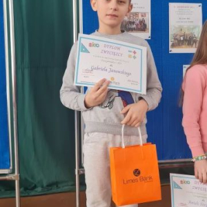 Zwycięzca konkursu matematycznego z klasy II - Gabriel Janowski