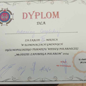 Dyplom dla Tosi