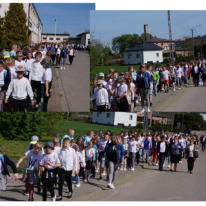 Uczniowie naszej szkoły drodze do kościoła...