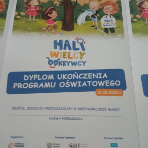 Dyplom dla naszej szkoły