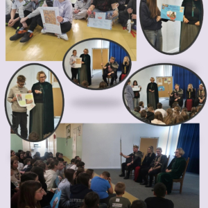 Klasy IV- VI przed obliczem Piastów prezentują swoje prace...